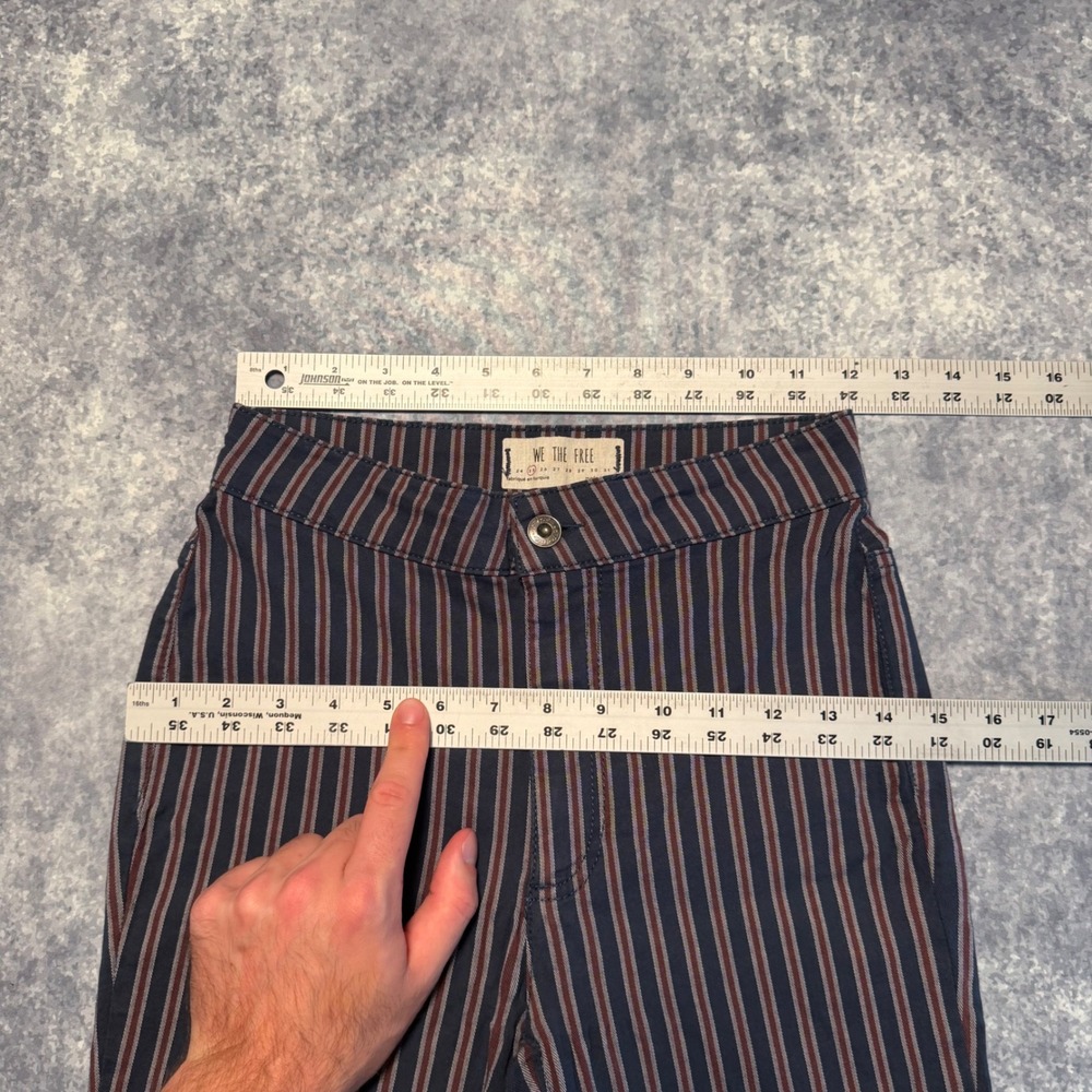 We The Free Free People Striped High Rise Skinny Pants Blue Red Size 25 - Picture 4 of 7